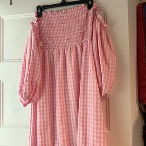 Shein pink gingham long dress